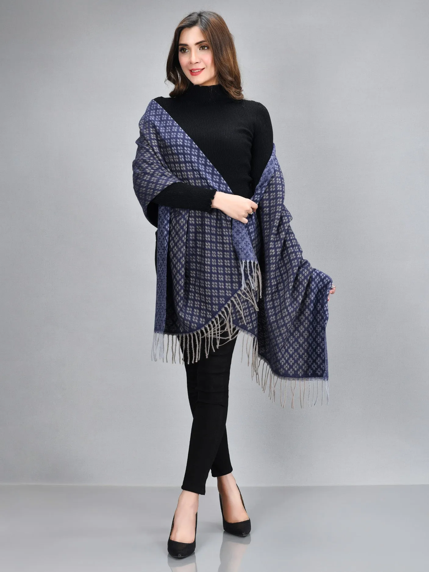 Patterened Shawl-Blue