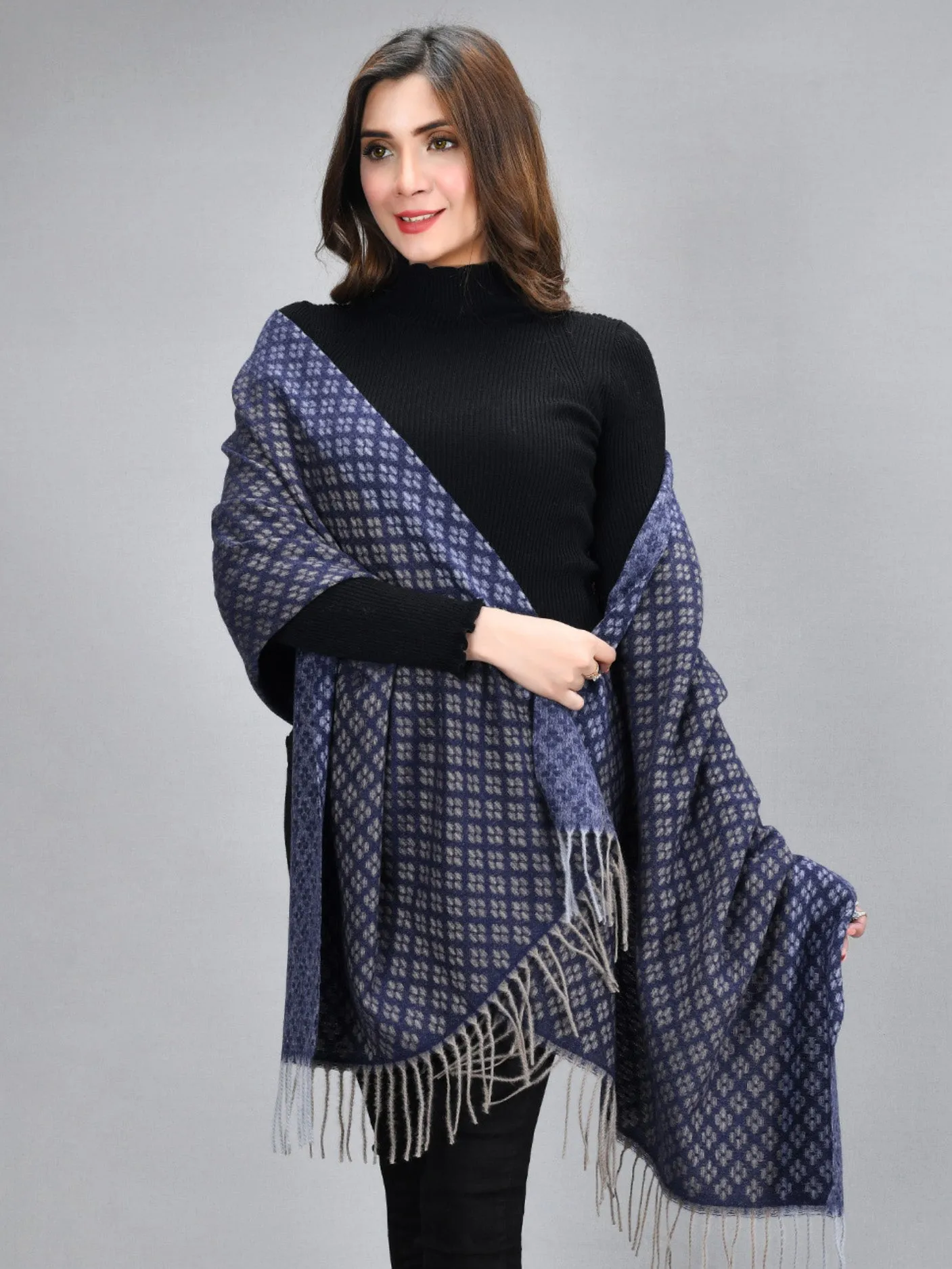 Patterened Shawl-Blue