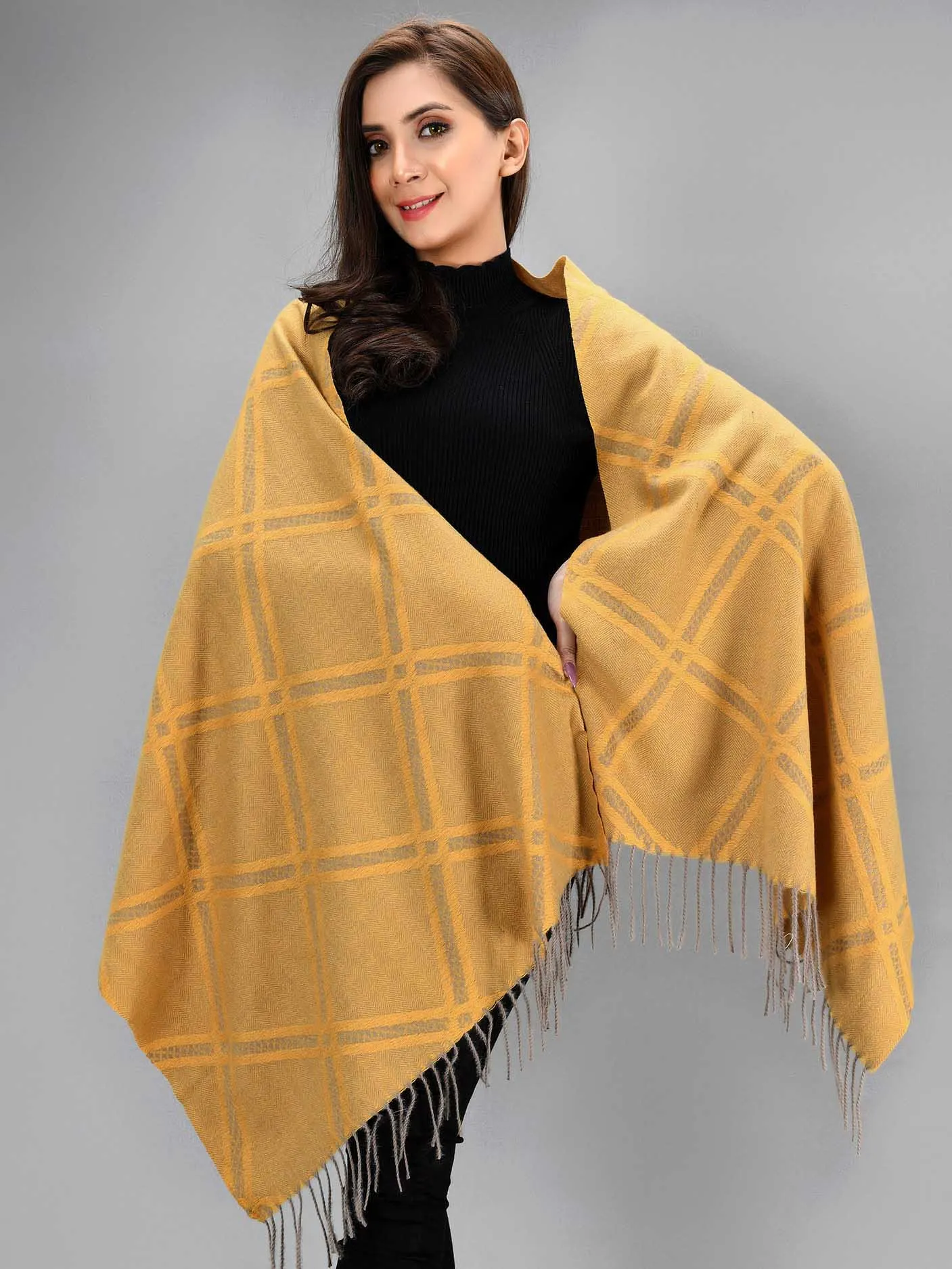 Patterned Shawl - Mustard