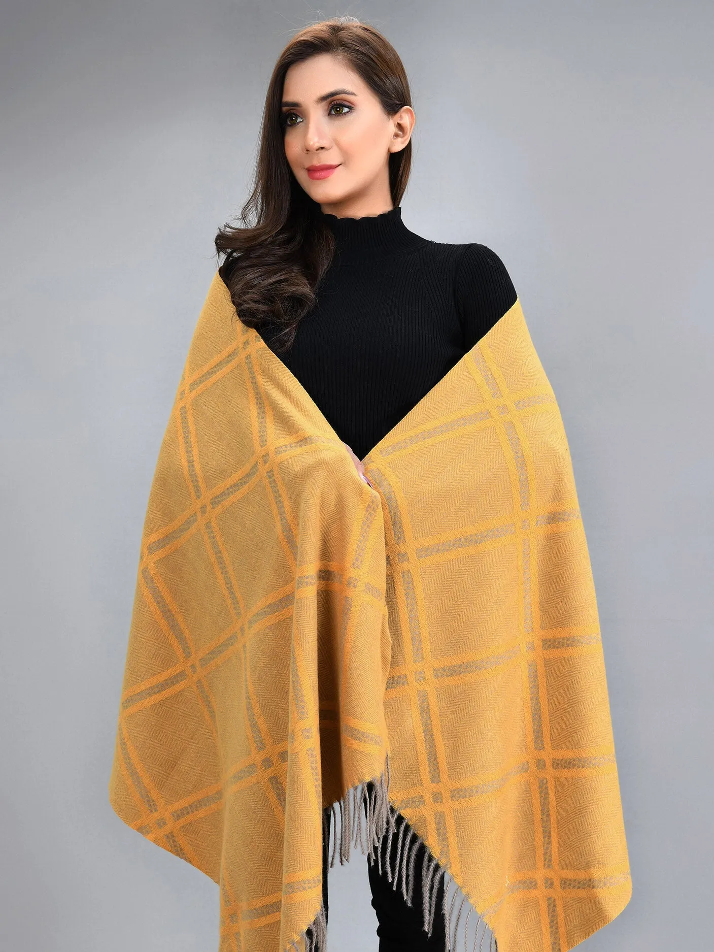 Patterned Shawl - Mustard