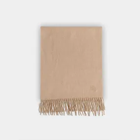 Plain Cream Wide Width Pure Cashmere Scarf