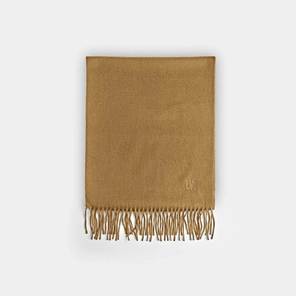 Plain Sand Wide Width Pure Cashmere Scarf