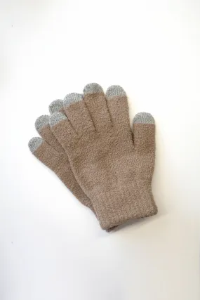 Plush Touch-Screen Gloves - Beige