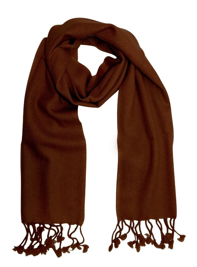 Pure Cashmere Wool Unisex Scarf - Chocolate Brown