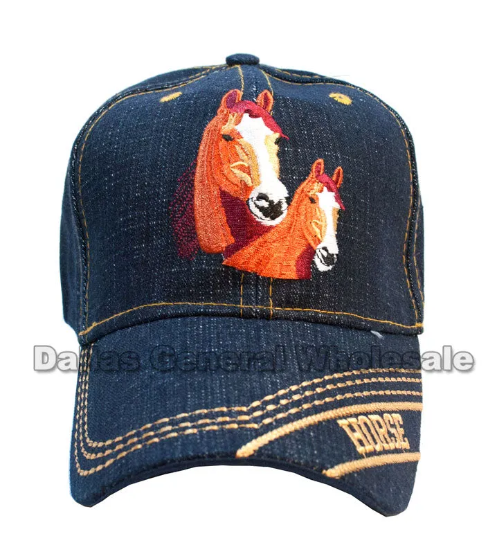 "Horses" Denim Casual Baseball Caps Wholesale