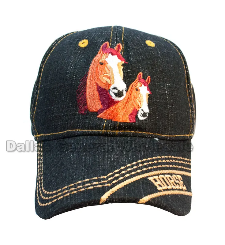 "Horses" Denim Casual Baseball Caps Wholesale