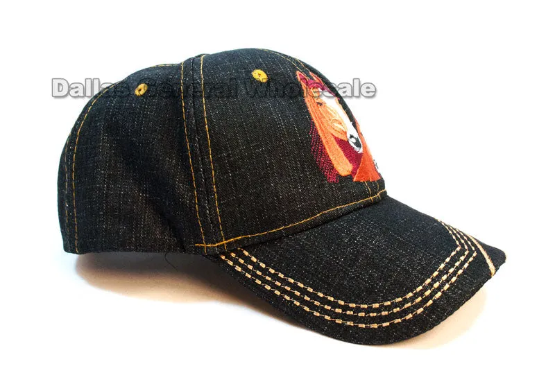 "Horses" Denim Casual Baseball Caps Wholesale