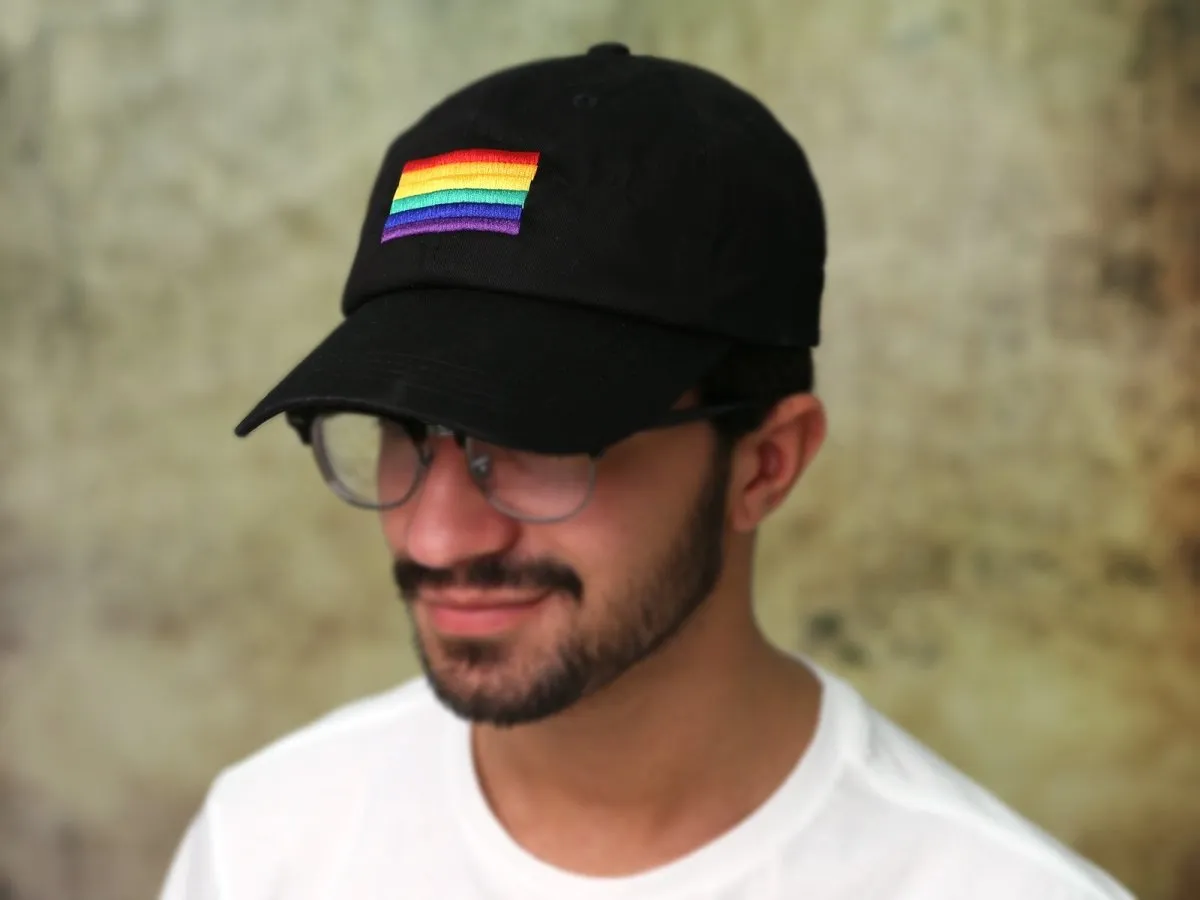 Rainbow Flag Baseball Hats in Black