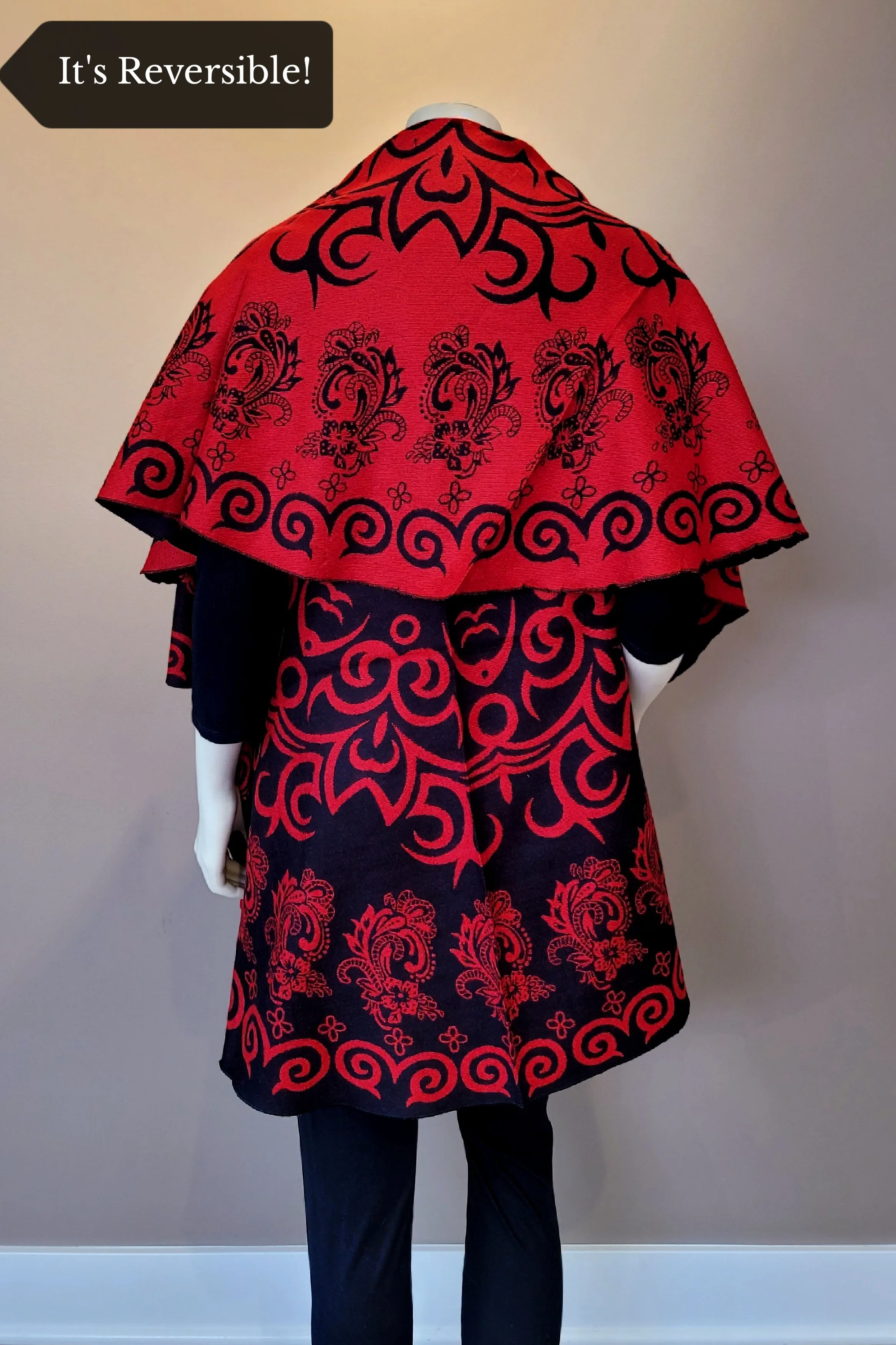 Red/Black Print Shawl