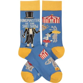 Ringmaster Of The Shit Show Funny Socks in Blue | Unisex | Gift for Her