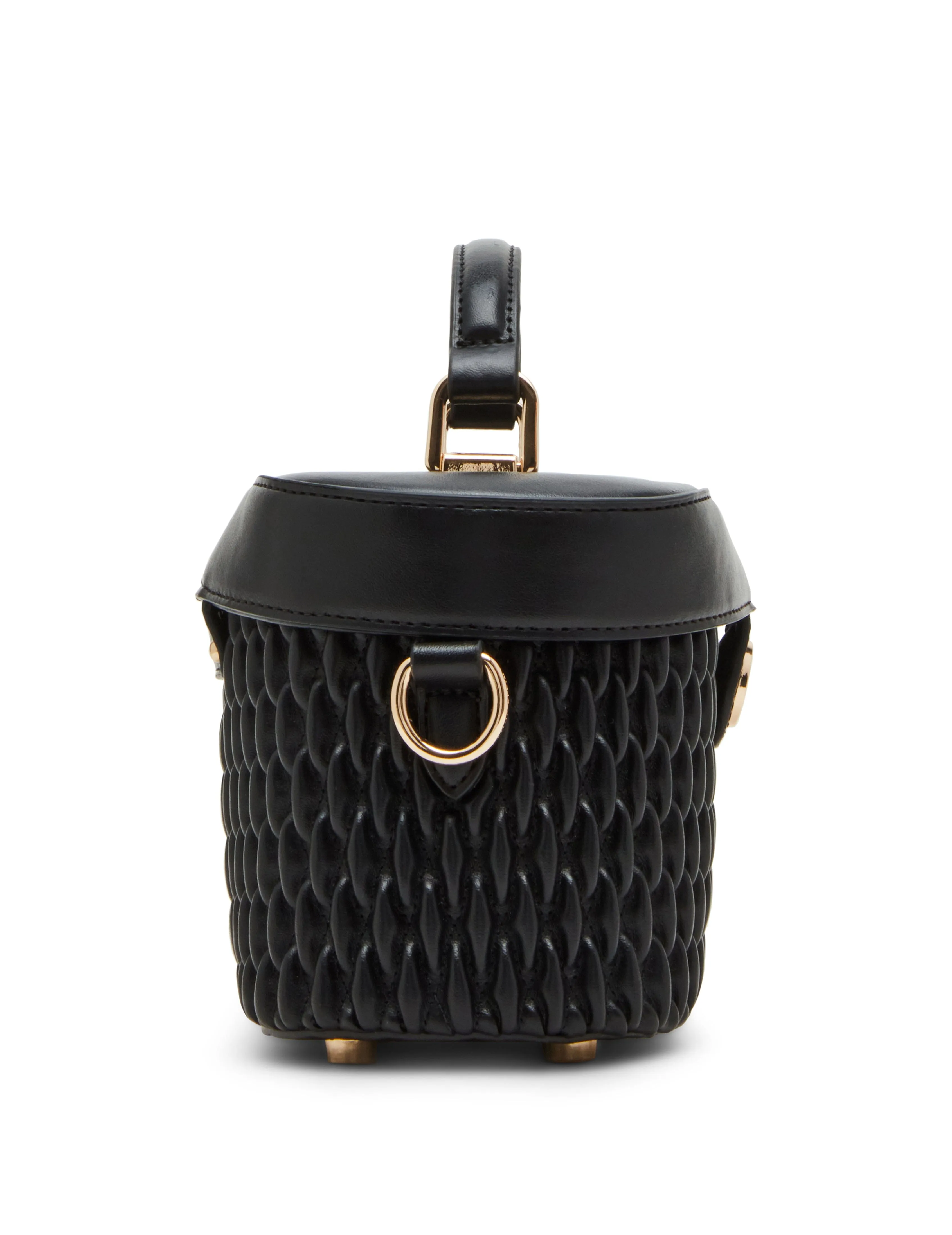 Ruched Top Handle Train Case With Detachable Crossbody Strap