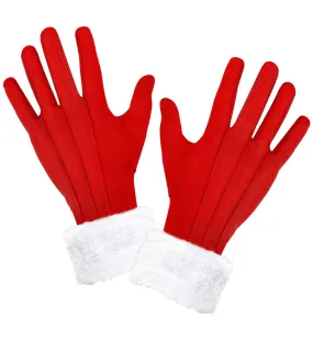 Santa Claus Gloves With Plush Trim