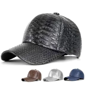 Snake Skin Leather Baseball Cap