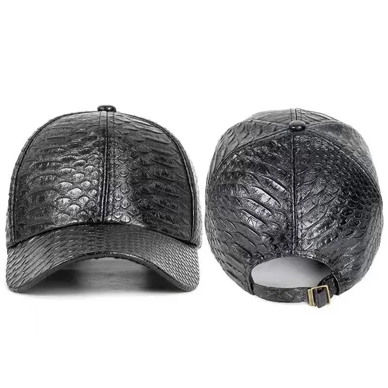 Snake Skin Leather Baseball Cap