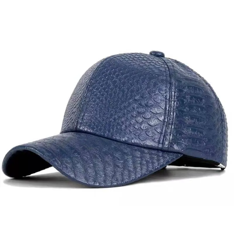 Snake Skin Leather Baseball Cap