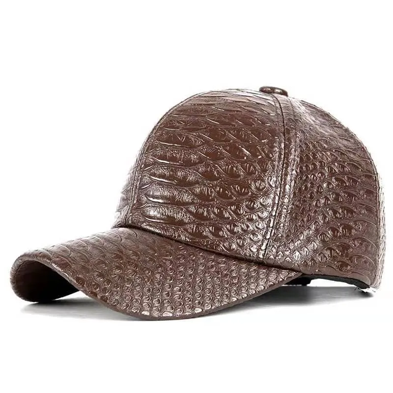 Snake Skin Leather Baseball Cap