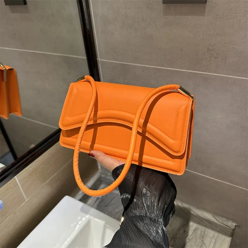 Solid PU Underarm Bag 2023 New Women's Korean Classic Magnetic Buckle Shoulder Bag Elegant Versatile Handheld Small Square Bags