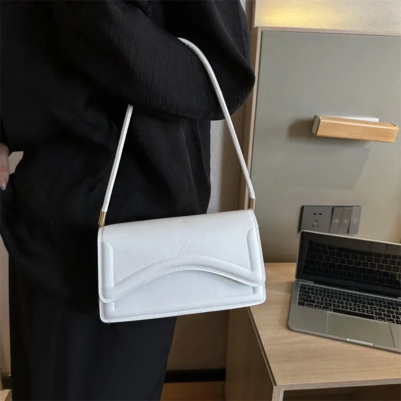 Solid PU Underarm Bag 2023 New Women's Korean Classic Magnetic Buckle Shoulder Bag Elegant Versatile Handheld Small Square Bags