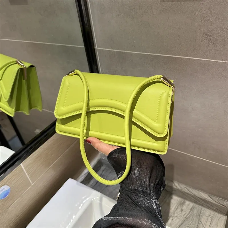 Solid PU Underarm Bag 2023 New Women's Korean Classic Magnetic Buckle Shoulder Bag Elegant Versatile Handheld Small Square Bags