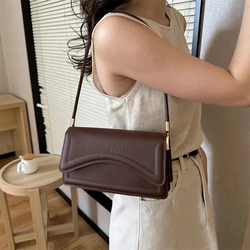 Solid PU Underarm Bag 2023 New Women's Korean Classic Magnetic Buckle Shoulder Bag Elegant Versatile Handheld Small Square Bags