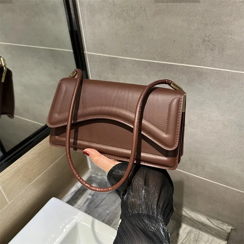 Solid PU Underarm Bag 2023 New Women's Korean Classic Magnetic Buckle Shoulder Bag Elegant Versatile Handheld Small Square Bags