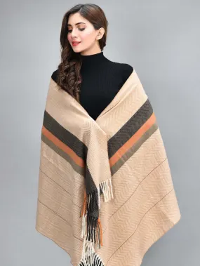 Striped Shawl-Beige