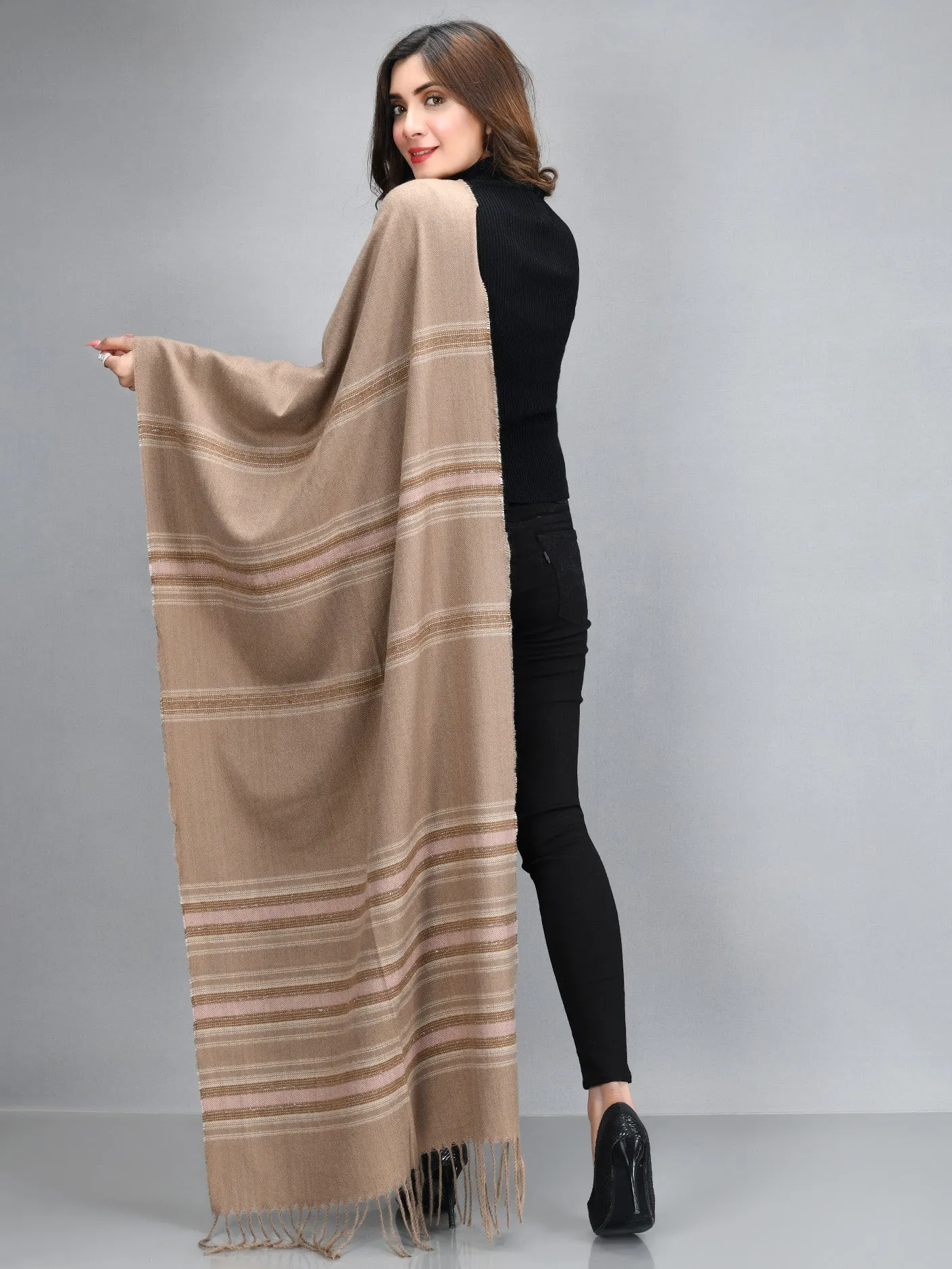 Striped Shawl-Brown