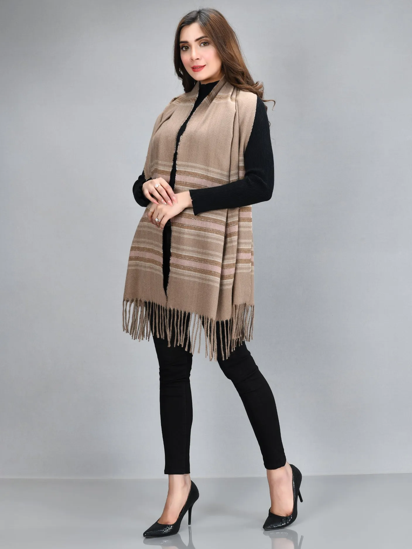 Striped Shawl-Brown