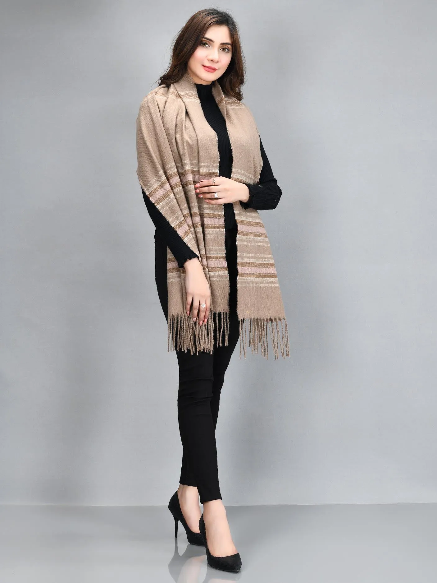 Striped Shawl-Brown