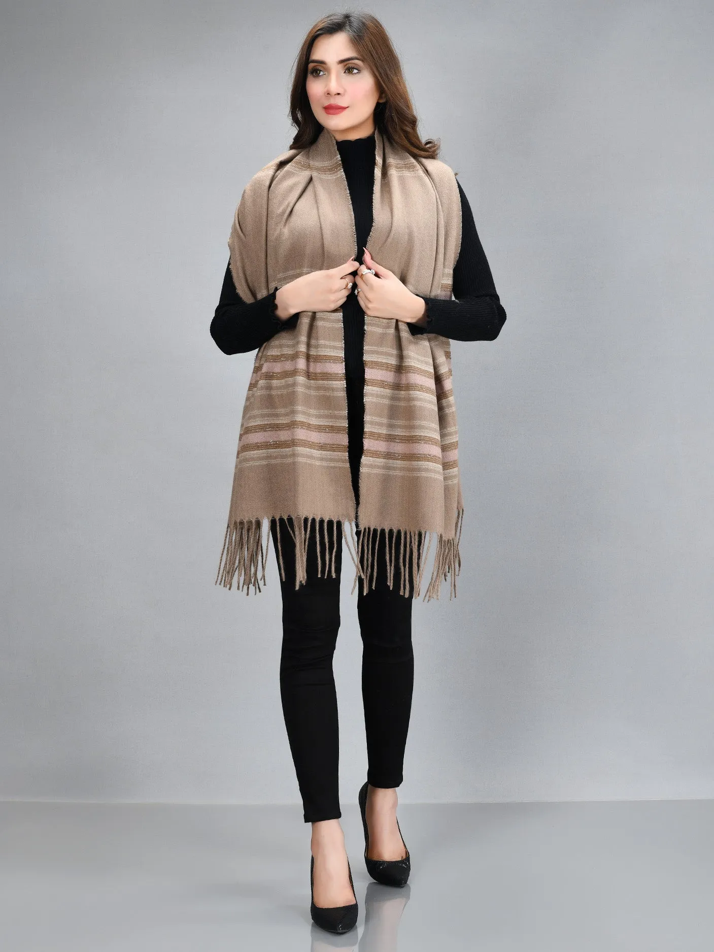 Striped Shawl-Brown