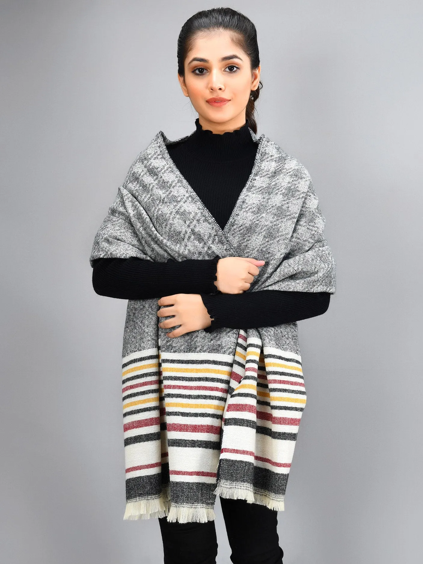 Striped Shawl - Dark Grey