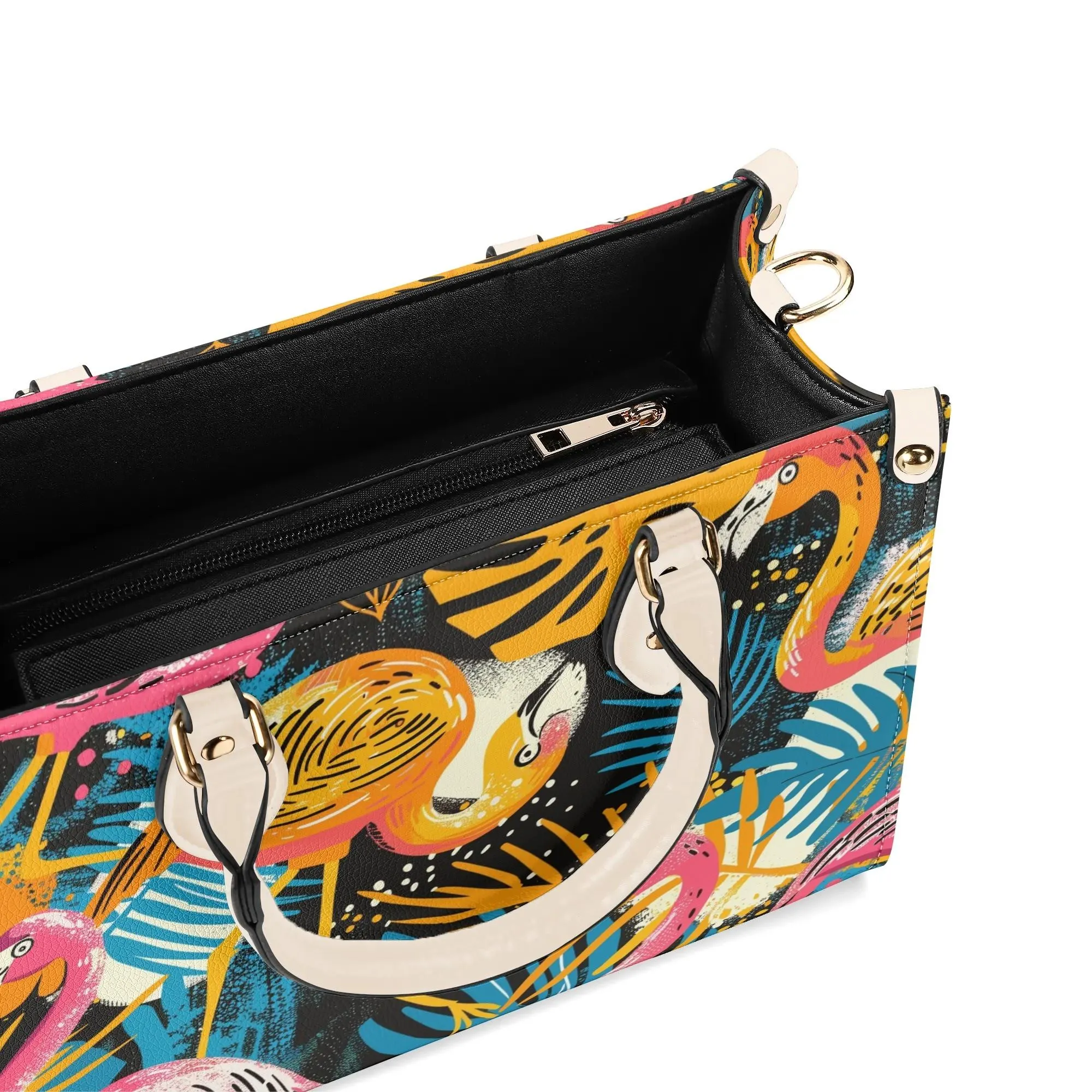 Tropical Flamingo Mid Century Modern Satchel, Retro Vintage MCM Style Handbag