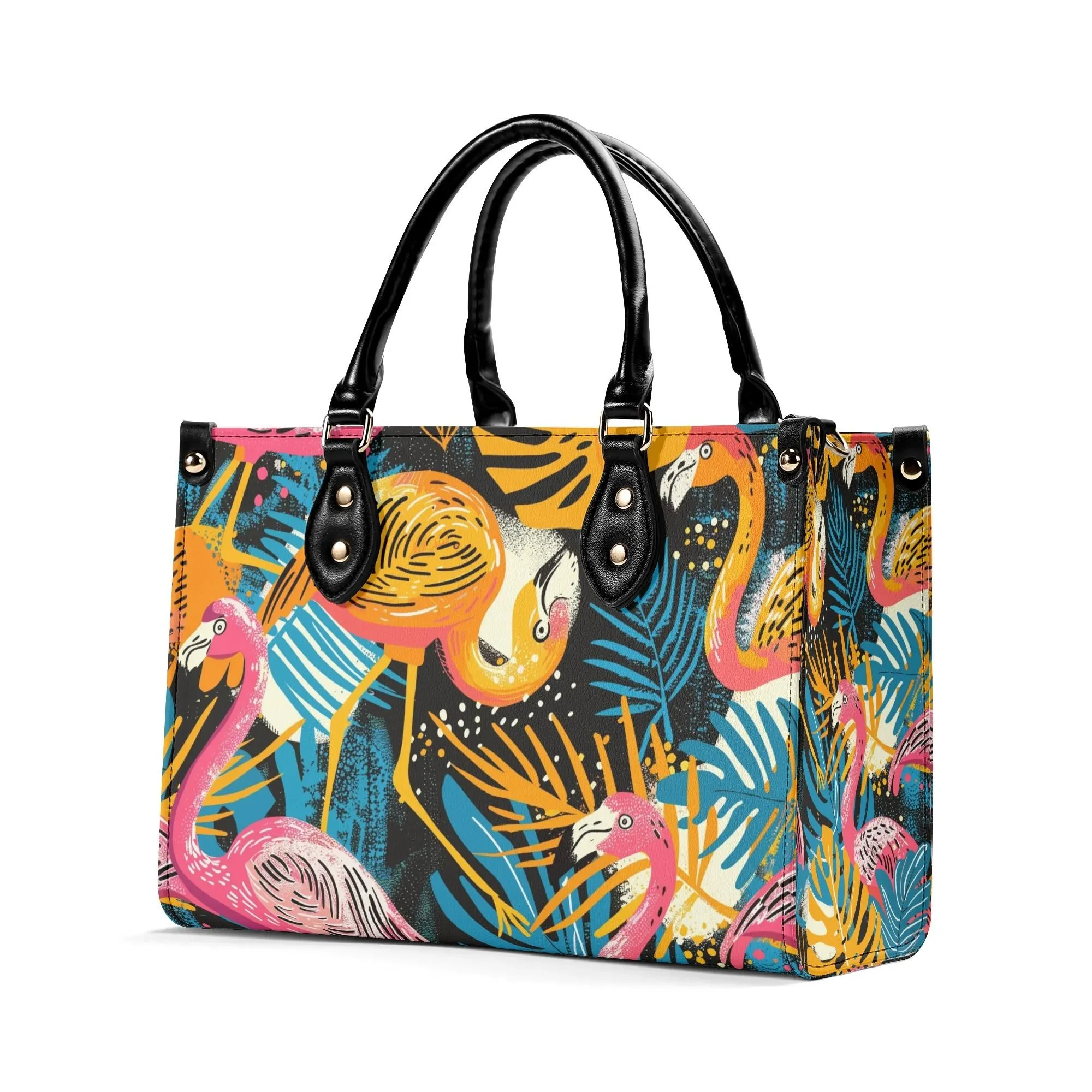 Tropical Flamingo Mid Century Modern Satchel, Retro Vintage MCM Style Handbag