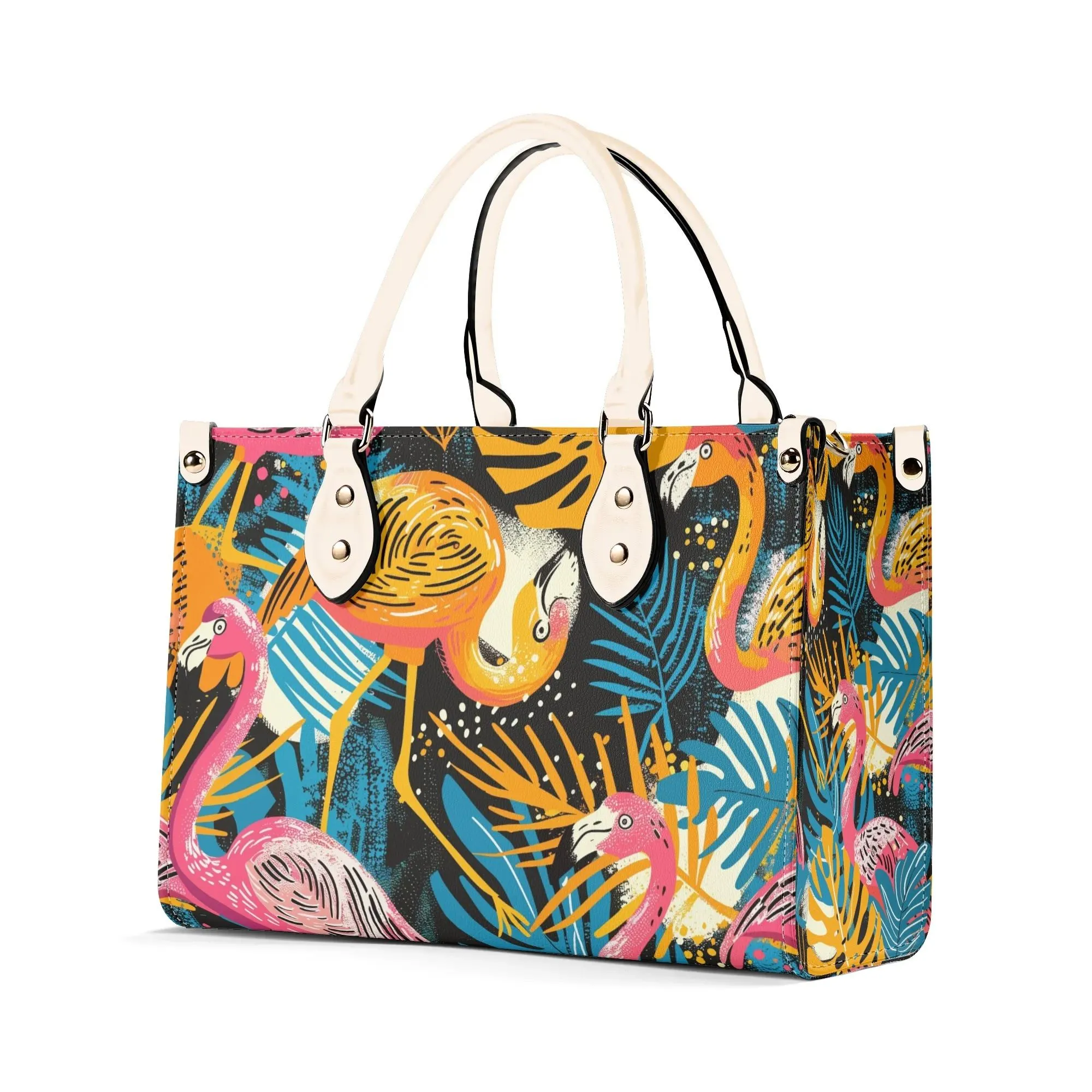 Tropical Flamingo Mid Century Modern Satchel, Retro Vintage MCM Style Handbag