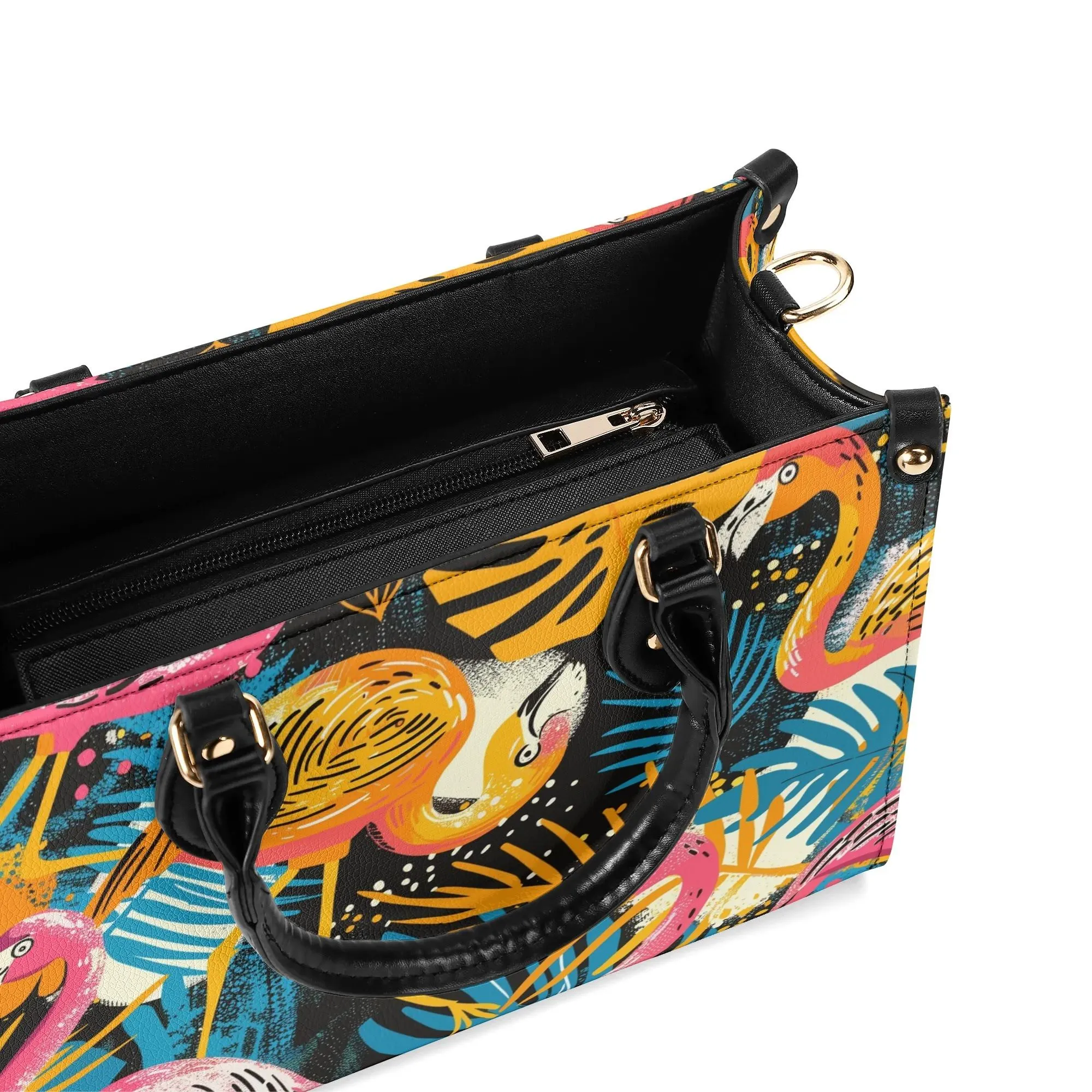 Tropical Flamingo Mid Century Modern Satchel, Retro Vintage MCM Style Handbag