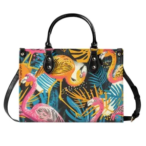 Tropical Flamingo Mid Century Modern Satchel, Retro Vintage MCM Style Handbag