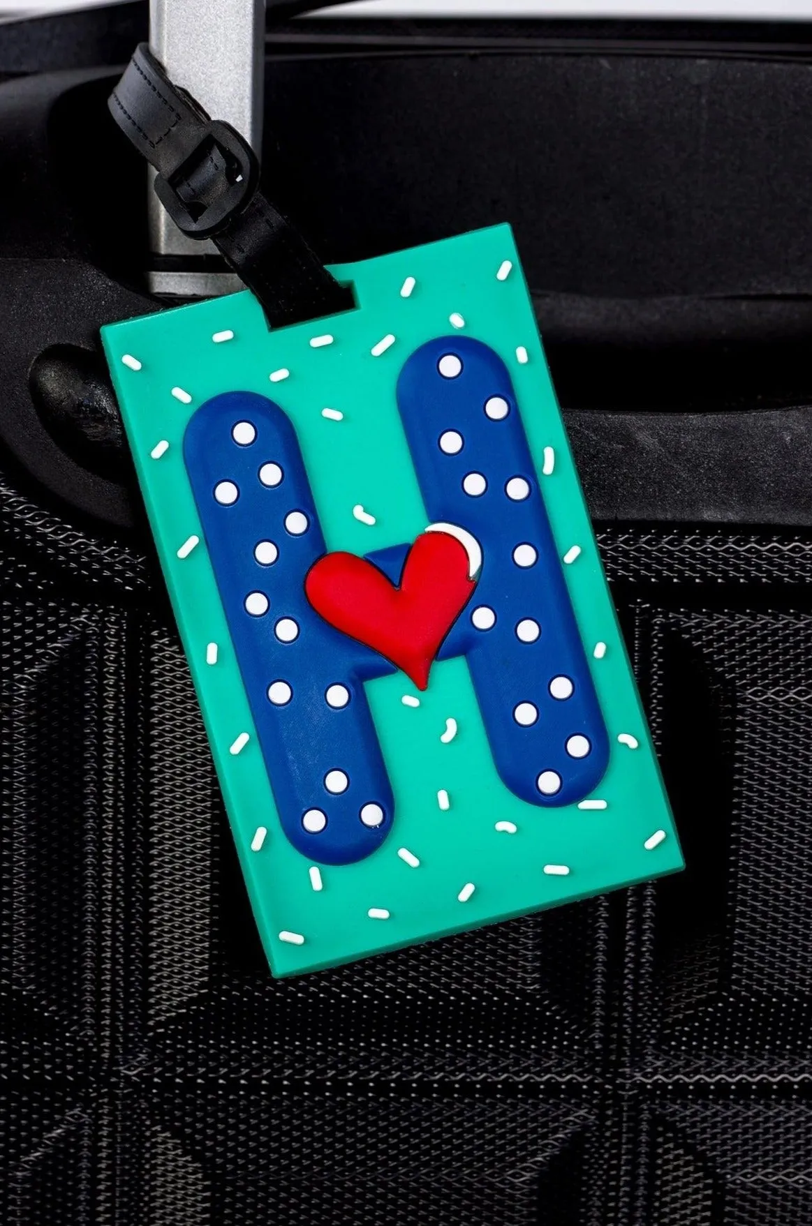 Turquoise Luggage Travel Identity Tag Initial Letter "H"