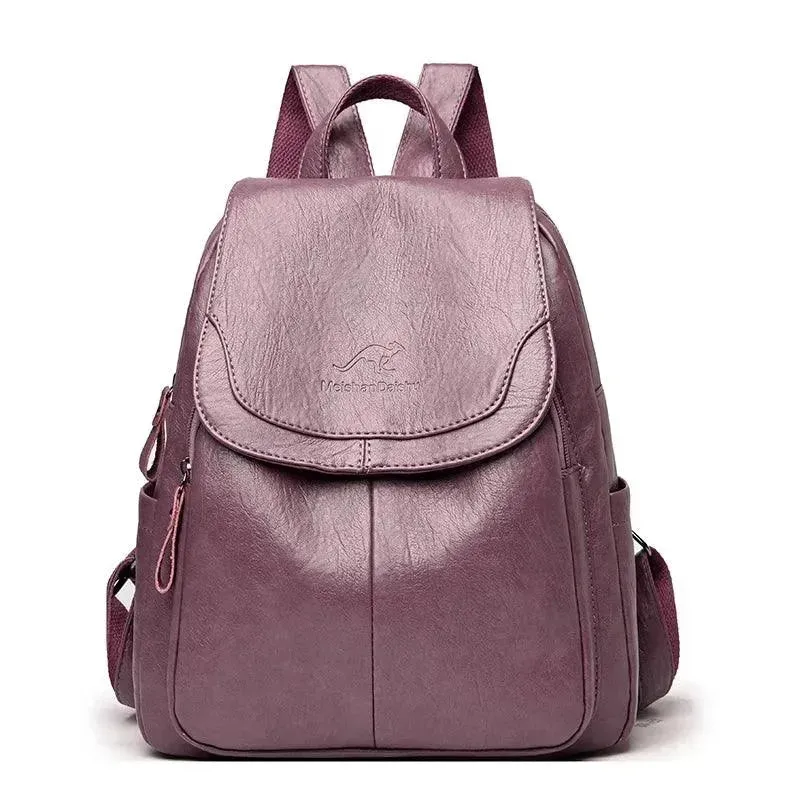 Vintage Soft Leather Women's Backpack